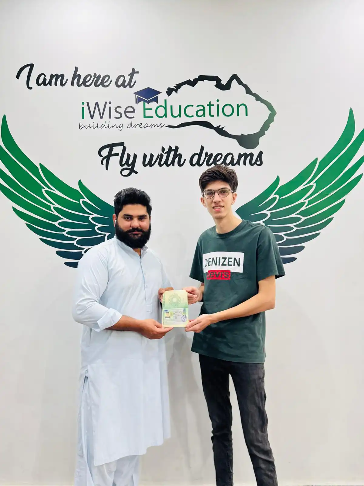 Yousaf Khan with happy student